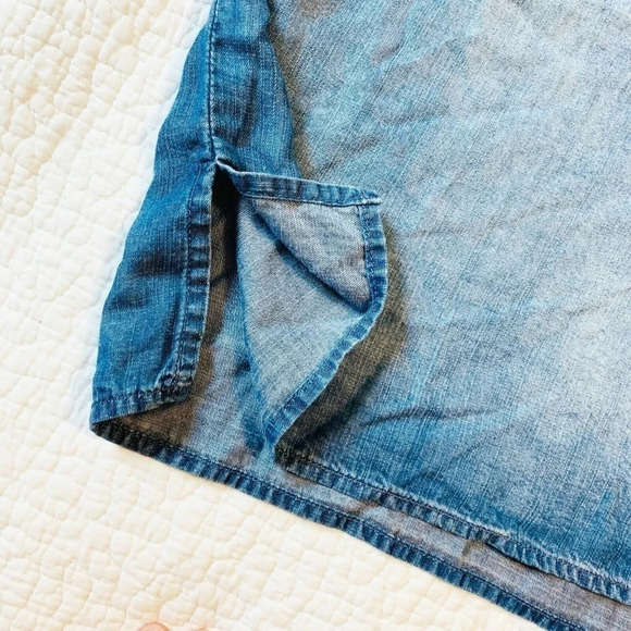 Cloth & Stone Size S Blue Chambray One Shoulder Ruffle Shift Dress - Picture 5 of 5